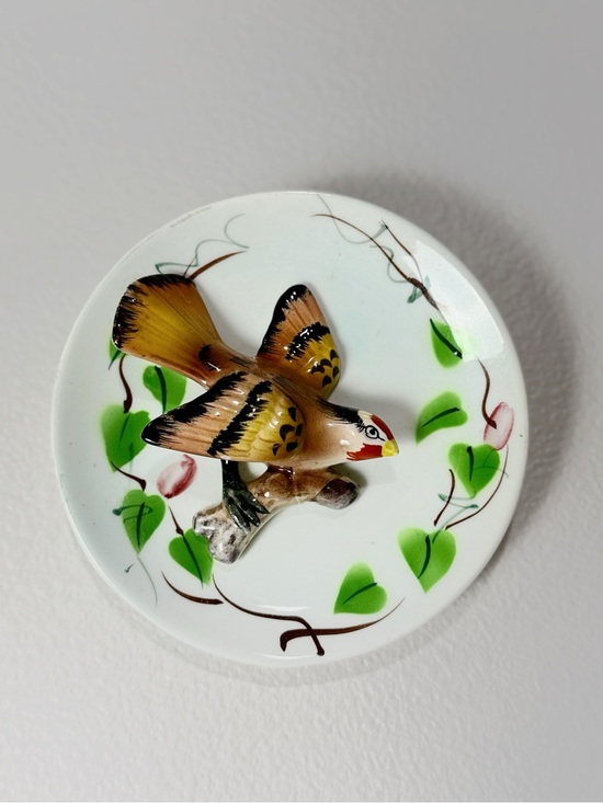 napco Other - Vintage Napco 3D Ceramic Bird Wall Plate Goldfinch Cottagecore